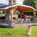Tall Garden Fence Animal Barrier with Gate, 32 in(H) 8 Panels Garden Fences and Borders for Dogs, Dog Fence Outdoor for Yard, Total Length 17.5 Ft Metal Temporary Fencing│Patented