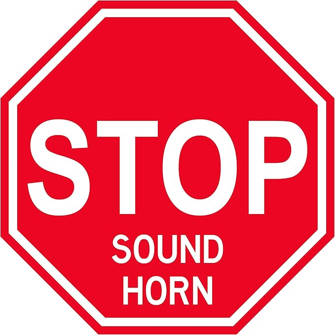 Stop "Sound Horn" - Laminated Floor Sign by Graphical Warehouse - 12” x 12” (26)