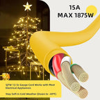 EP 12 Ft Outdoor Extension Cord, 12/3 SJTW Heavy Duty Extension Cable with 3 Prong Grounded Plug, 15 AMP Power Cord for Lawn, Garden, Appliances, Yellow