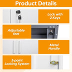 STANI Metal Garage Storage Cabinet with Lock, 71" Steel Lockable File Cabinet, Locking Steel Storage Shelf with 5 Adjustable Shelves for Home, Office, Warehouse, Garage, School (White+Grey)