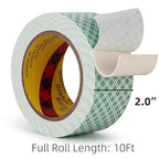 Double Sided Foam Tape 2" x 10Ft 2 Pack White Double Coated Urethane Adhesion Polyurethane Tape for Bonding Attaching Mounting Interior Signage Nameplates DIY Card