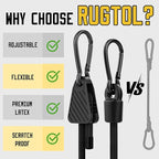 Adjustable Bungee Cords with Hooks, 6 Pack Heavy Duty Outdoor Carabiner Bungee Cord, Black Super Elastic Bungee Straps Easily Adjust from 7" to 80", Great for Cargo, Camping, Bike Racks, Tents