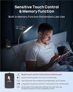 TROND LED Desk Lamp with Clamp, 1000LM Super Bright 3-Level Dimmable Desk Light 6000K Daylight, Extra-Long Flexible Gooseneck Clip on Light, Eye-Care Clamp Lamp for Painting, Workbench,Reading, Sewing