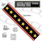2 Pcs 13 x 72 Inch Movie Night Table Runner with Gold Star Design - Movie Night Black Carpet Decoration for Birthday Party Supplies （Black）