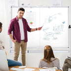 VIZ-PRO Double-Sided Mobile Whiteboard, 60 x 48 Inches, Magnetic Rolling Dry Erase White Board on Wheels with Aluminium Frame and Stand 5' x 4'