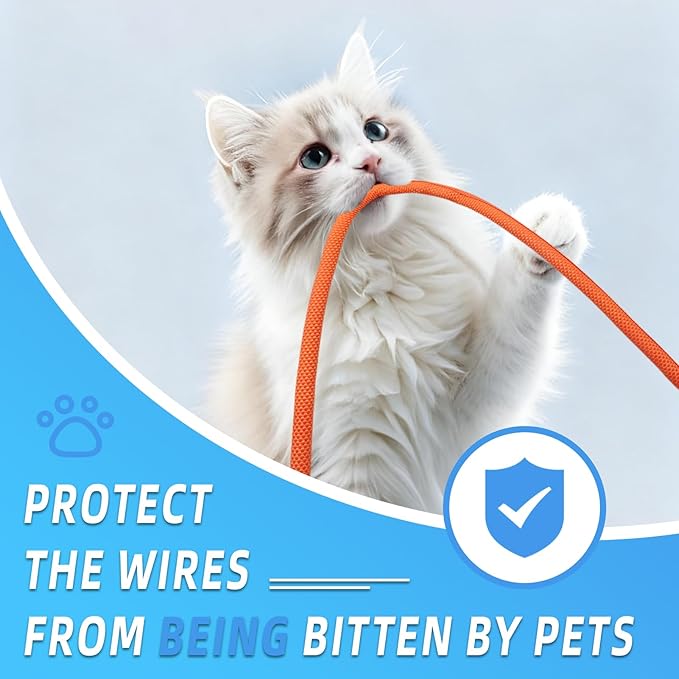Automotive Wire Loom Tubing, Split Braided Cord Protectors from Pets No Chew, Flexible Cable Sleeve Cable Management for TV/Computer/Electric Wires (Orange, 1/2"-25ft)