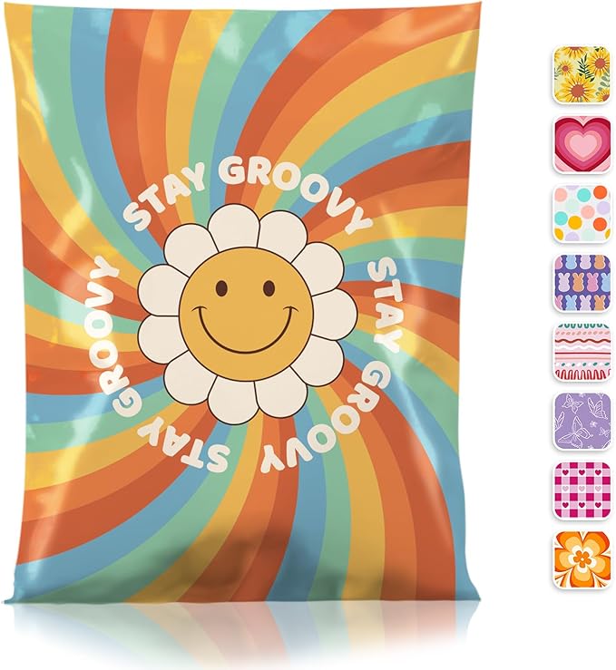 Metronic Poly Mailers 10x13 Inch Shipping Bags for Clothes,Self Adhesive Shipping Envelopes for Small Business,Waterproof Mailers Poly Bags for Shipping,Packaging Mailing Bags Rainbow Smile Face 50pc