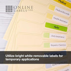 Removable Sticker Paper, White Matte, 25 Sheets, 8.5 x 11 Full Sheet Label, Inkjet or Laser Printer, Online Labels