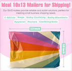 10x13 Poly Mailers – Retro Rainbow – Waterproof, Tear-Resistant Shipping Bags with Adhesive Seal – 25 Pack – Package Mint