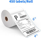 Thermal Shipping Labels, 4"x6" Direct Thermal Labels, FungLam Mailing Postage Shipping Label Compatible with Zebra, Munbyn, Rollo and Polono Printers,450 Labels/Roll, 8 Rolls.