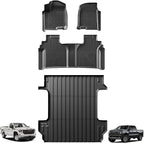 TripleAliners Truck Bed Mat & Floor Mats Front Rear Full Set Compatible with 2019-2025 2026 Chevy Silverado/GMC Sierra 1500 Crew Cab Accessories All Weather TPE Liners (5'8'' Truck Bed Mat+Floor Mats)