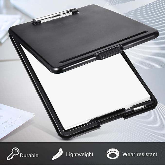 Mimorou 15 Pcs Clipboard with Storage Plastic Nursing Clipboard 9.5 x 13.5 Inch with Low Profile Clip Foldable Clip Board with Storage for Home Office Back to School Supplies
