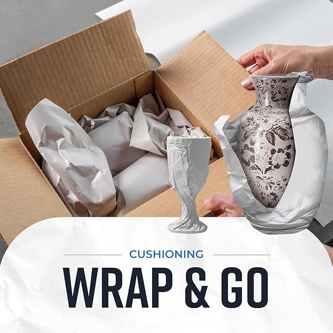 Bryco Goods Large Newsprint Packing Paper Roll - 1000'L x 18”W (700 Sheets 17” Long Equivalent) - USA Made - Newspaper Paper - Packaging, Storage, Shipping & Moving Supplies