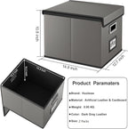 Huolewa File Organizer Boxes with Lids, Collapsible Faux Leather Hanging File Folder Box Organizer with Plastic Slide, Decorative Home/Office Filing System Boxes for File and Folders Storage