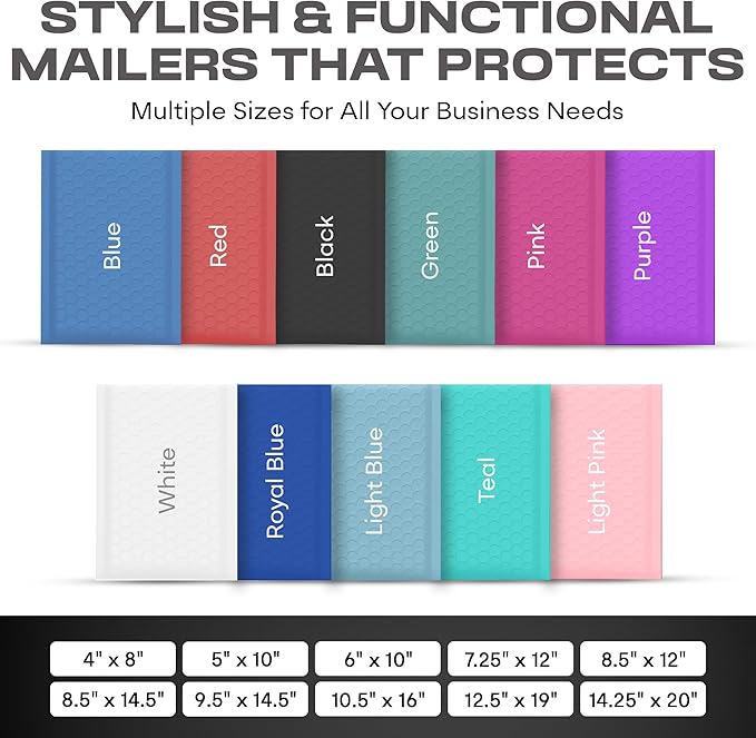 Black Small Poly Bubble Mailers 6x10 inch #0 | Self Seal Padded Envelopes | Cushioned Bubble Mailer | Usable Size 6x9 | WaterProof | Lightweight mailing Shipping Bags | 250 Pack Bulk