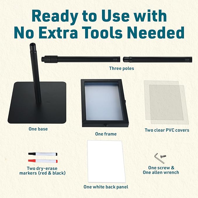 1 PACK Double-Sided Adjustable Heavy Duty Pedestal Sign Holder Stand for Display - Indoor/Outdoor Floor Sign Stand with Base 8.5x11 inches (Horizontal and Vertical Orientation) - includes dry erase marker