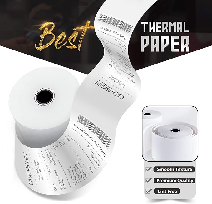 Azure Zone, Thermal Paper 2-1/4 X 230ft 100 Rolls, Fits Most POS Machines and Cash Registers, Great for Business Sales