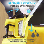 Simpli-Magic Side Press Wringer Combo Commercial Mop Bucket on Wheels, 35 Quart,Yellow, Including Wet Floor Caution Sign and Mop Set
