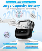 Phomemo Label Maker, M220 Thermal Label Printer, 80mm Portable Bluetooth Barcode Printer Compatible with Andriod/iOS for Home, Office, Small Business, with 3 Packs Label & Case