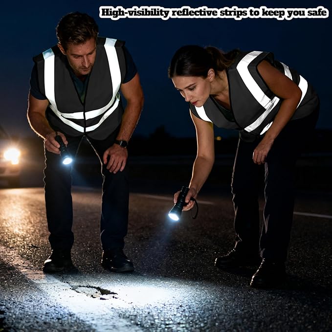BeautyWill Custom Safety Vest Customized Logo Class 2 High Visibility Reflective Vest with Pockets Construction workwear