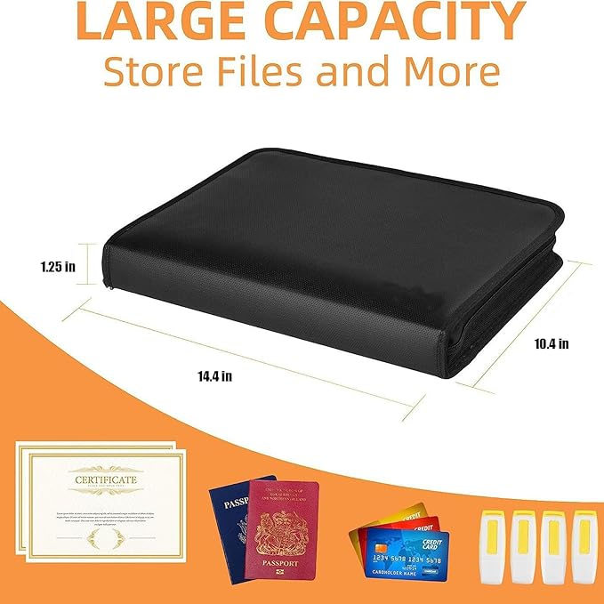 Accordion File Organizer Fireproof Expanding Folder - 13 Pockets, Letter A4 Size, Index Tabs,Organize Bills, Receipts & Important Documents Easily,Home Office & School