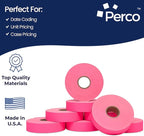 Perco Fluorescent Pink Pricing Labels for Monarch 1136 Price Gun - 8 Rolls, 14,000 Pricemarking Labels - with Bonus Ink Roll Included