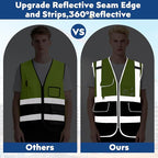 BeautyWill Custom Safety Vest Customized Logo Class 2 High Visibility Reflective Vest with Pockets Construction workwear