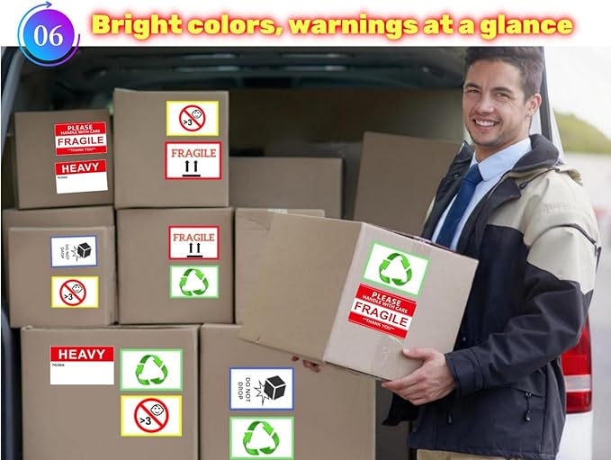 5" x 3" Large Moving Labels for Home Packing Box Label with Writable Notes Areas, 6 Color Coded Border Label + Fragile Moving Stickers + Heavy Blank Labels + 2 Permanent Markers. Permanent Adhesion