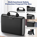 Fireproof Document Box, Hard Case Fireproof File Organizer Box with Lock and 13 Pocket Accordion File Folder, Portable Safe Box for Home Office Travel to Storage Important Documents Laptop Green