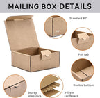 Small Shipping Boxes 3.5x3.3x1.6 Inches, 50-Pack Brown Corrugated Cardboard Gift Boxes for Mailing, Packaging & Storage