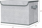 Univivi Storage Bins with Lids [4-Pack] Large Collapsible Stackable Fabric Storage Boxes with Lids, Decorative Closet Organizers and Storage for Clothes, Office, Bedroom (Gray, 17“ x 12” x 12")