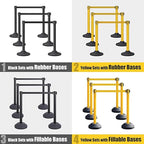 6 Pack Premium Crowd Control Stanchion Set, 40" H Delineator Post with 10' Feet Retractable Belt, Heavy-Duty Base, Safety Rope Barriers for Traffic Queue (Heavy Rubber Base, Yellow)