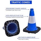 OrangeStar 12" Blue Traffic Cones 8-Pack Reflective Safety Cones with Heavy Duty Base for Sports Training, Parking Lots, Construction, Indoor & Outdoor Use