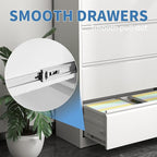 5 Drawer Metal Office Storage Filing Cabinet with Lock, White Lateral File Cabinet for Home Office, Horizontal Locking for Legal/Letter/A4, Assembly Required