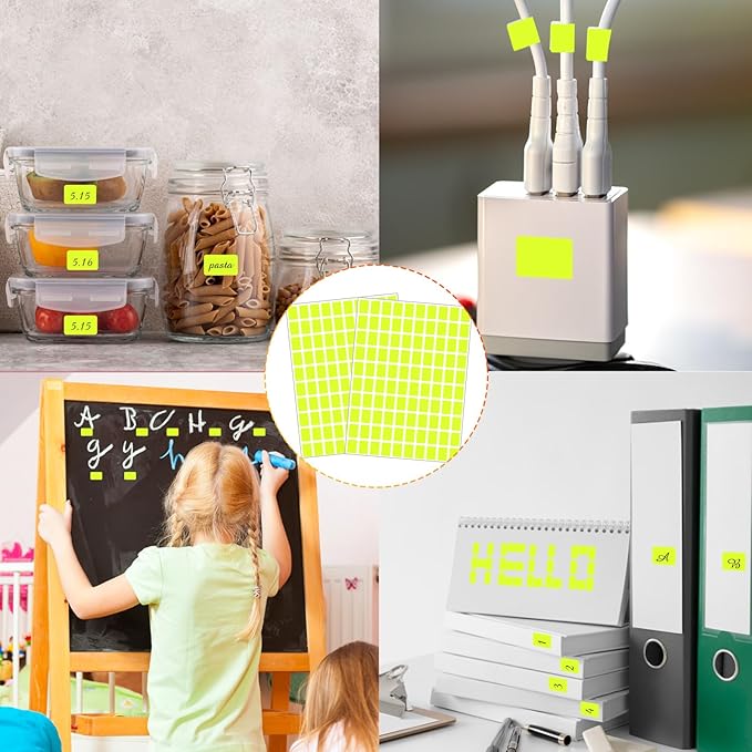 Starboling Color Coding Labels,3000 PCS 1/2" x 3/4" Fluorescent Yellow Rectangular Label,for Garage Sale,Price Tags,File Folder Tabs
