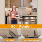 Extra Wide Baby Gate 30.11-77.36",Ultra Narrow 1.37" Spacing Dog Gate indoor,Double Lock Auto Close Pet Gate for House,Pressure Mounted Baby Gate Easy Walk Through Pet Gate for Hallway(Black)