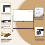 Rolling Whiteboard/w Height Adjustable, Mifuro 72 x 40 Large Portable Dry Erase Board with Stand and Wheels for Office,Classroom &School, Black