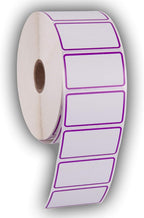 2.25" X 1.25" Direct Thermal Perforated Stickers Labels for Barcodes, Address, Consignment - Compatible with Zebra, Rollo, Godex and More (Purple Border, 6 Rolls)