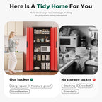 Greenvelly Metal Storage Cabinet, 63" H Locking Metal Storage Cabinet with Doors and 4 Shelves, Lockable Steel Cabinets for Kitchen, Bedroom, Living Room, Office (Red)