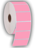 2.25" X 1.25" Direct Thermal Perforated Stickers Labels for Barcodes, Address, Consignment - Compatible with Zebra, Rollo, Godex and More (Pink, 12 Rolls)