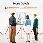 6Pcs Gold Stanchion Posts with Red Velvet Ropes, Crowd Control Barriers, Stainless Steel Queue Poles with 4-Way Connectors & Fillable Weighted Bases for Events, Parties & Venues