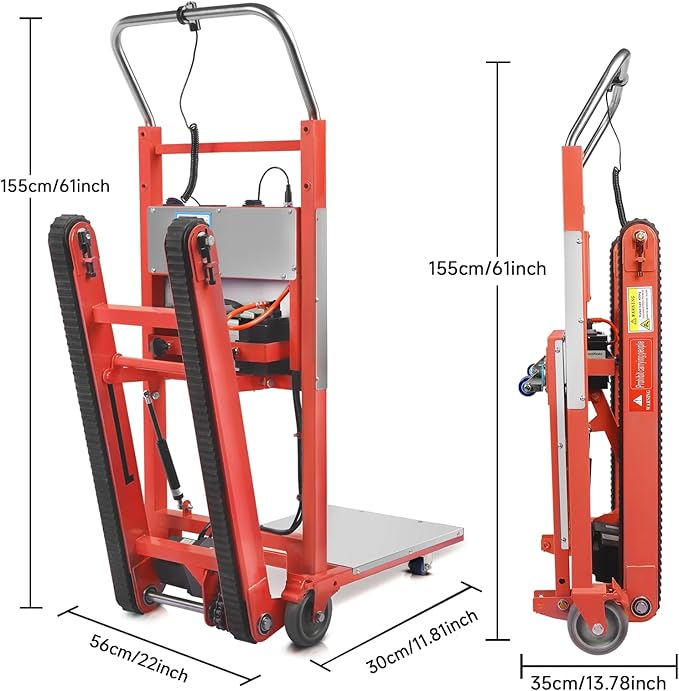 1250W Electric Stair Climbing Dolly - 900lbs Capacity, 3-Mode Folding Hand Truck W/Telescopic Handle, Non-Slip Wheels for Moving Furniture, Appliances (Orange)