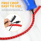 Spiral Cable Wrap, 16.4ft, 33ft Wire Protection Sleeve Cover Cable Organizer Pipe Flexible Spiral Wrap Winding Tube Prevent Cat from Chewing Cables (Red, 10mm (3/8")-16.4ft)