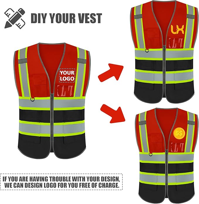 BeautyWill Custom Logo Safety Vest Class2 High Visibility Reflective Vest Breathable Construction Vest