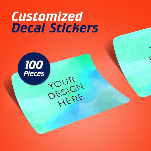 100 Custom Vinyl Stickers - Upload Your own Image, Text, Design, Logo - Personalized Logo Labels for Handmade, Packaging, Bottle, Jars, Candle, Brand Stickers (Blue Green, 5x3)