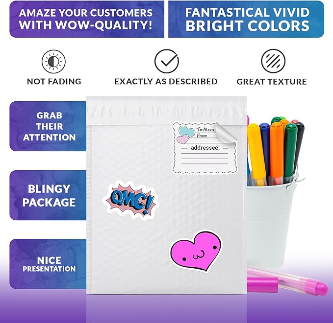 ABC PACK & SUPPLY Poly Bubble Mailers, 14 x 19 Inch. Pack of 50 White Padded Envelopes Self Seal. Tear-Proof Gift Bubble Envelopes. Waterproof Packaging for Small Business. Cushioning Book Mailers