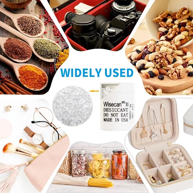 2 Gram 500 Pack Silica Gel Canister, Desiccant Canister, Silica Gel Capsules, Desiccant Capsules, Moisture Absorbers for Food Storage, Food Safe Dehumidifiers Wisecan
