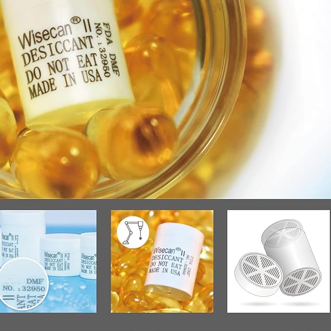 2 Gram 80 Pack Silica Gel Canister, Desiccant Canister, Silica Gel Capsules, Desiccant Capsules, Moisture Absorbers for Food Storage, Food Safe Dehumidifiers Wisecan