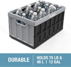 CleverMade Collapsible Storage Bins with Lids - Ocean 3 Pack 46L - Plastic Containers Stackable Organization Crates Home Closet Space-Saving Durable