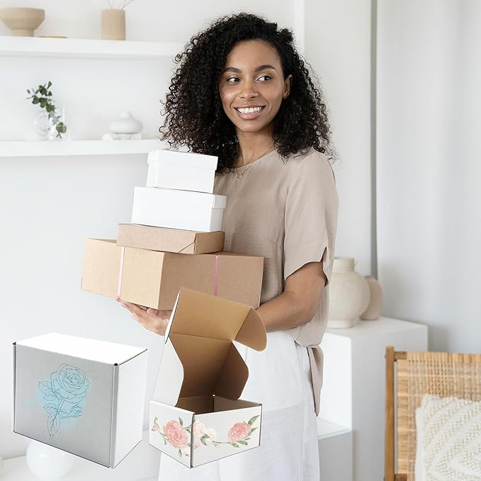 6x5x3 inch Shipping Boxes, White Corrugated Cardboard Box Literature Mailing Shipping Packaging Recyclable Storage Boxes and Craft Gifts Giving Products Business White Box Set of 25 (6''x5''x3'')